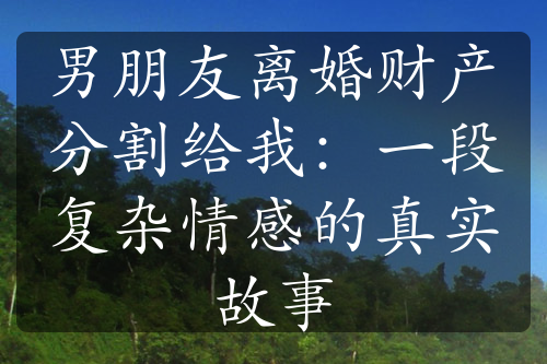 男朋友离婚财产分割给我：一段复杂情感的真实故事