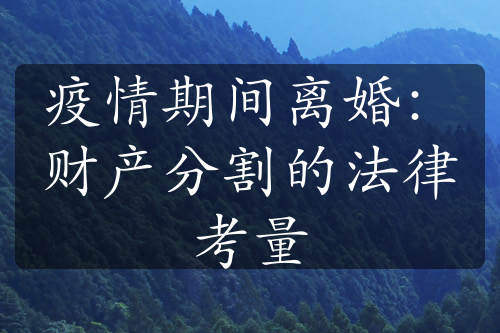 疫情期间离婚：财产分割的法律考量