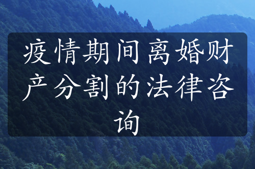 疫情期间离婚财产分割的法律咨询