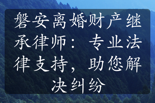 磐安离婚财产继承律师：专业法律支持，助您解决纠纷