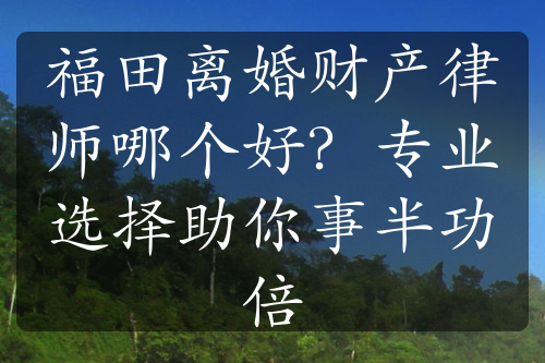 福田离婚财产律师哪个好？专业选择助你事半功倍