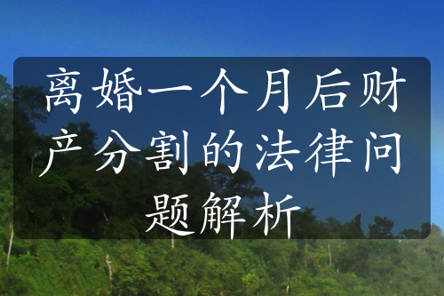 离婚一个月后财产分割的法律问题解析