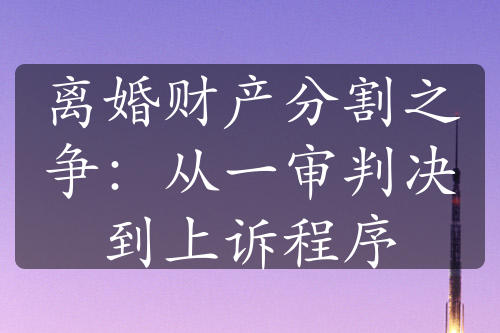 离婚财产分割之争：从一审判决到上诉程序