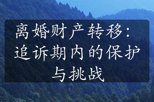 离婚财产转移：追诉期内的保护与挑战