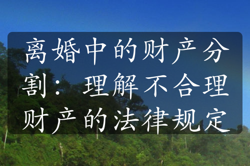 离婚中的财产分割：理解不合理财产的法律规定