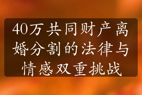 40万共同财产离婚分割的法律与情感双重挑战