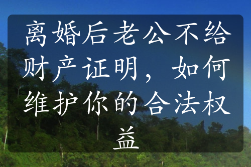 离婚后老公不给财产证明，如何维护你的合法权益