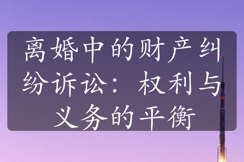 离婚中的财产纠纷诉讼：权利与义务的平衡