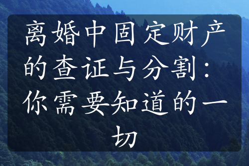 离婚中固定财产的查证与分割：你需要知道的一切