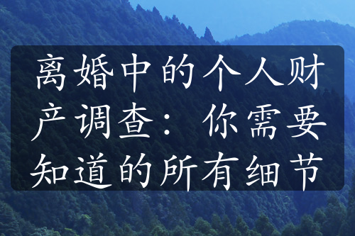 离婚中的个人财产调查：你需要知道的所有细节