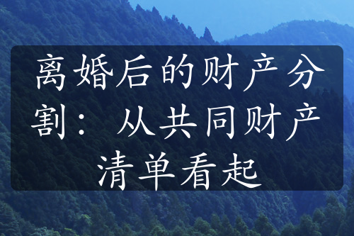 离婚后的财产分割：从共同财产清单看起