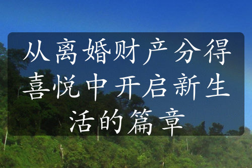 从离婚财产分得喜悦中开启新生活的篇章