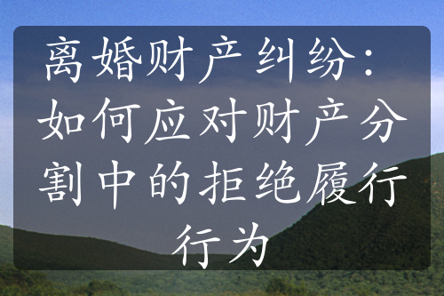 离婚财产纠纷：如何应对财产分割中的拒绝履行行为