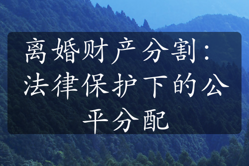 离婚财产分割：法律保护下的公平分配