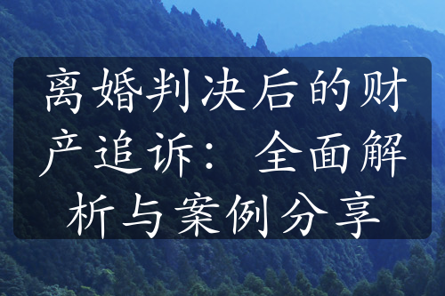 离婚判决后的财产追诉：全面解析与案例分享