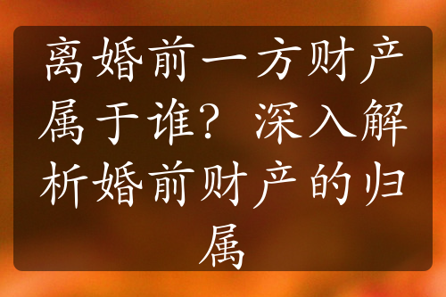 离婚前一方财产属于谁？深入解析婚前财产的归属