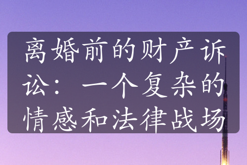 离婚前的财产诉讼：一个复杂的情感和法律战场