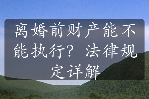 离婚前财产能不能执行？法律规定详解