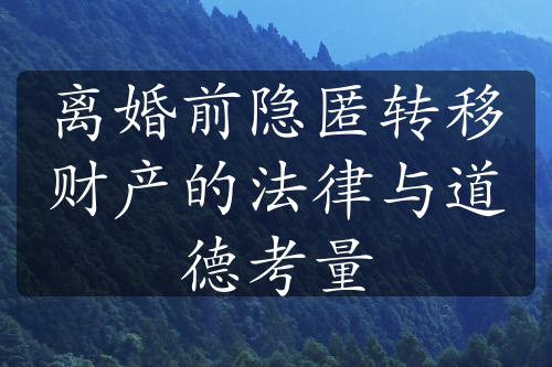 离婚前隐匿转移财产的法律与道德考量