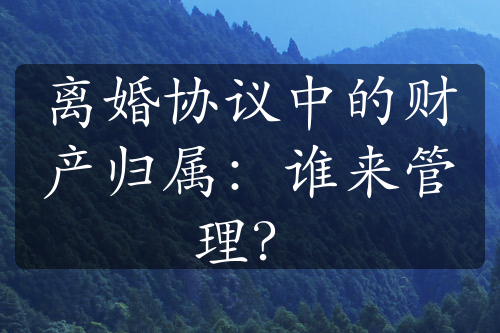 离婚协议中的财产归属：谁来管理？