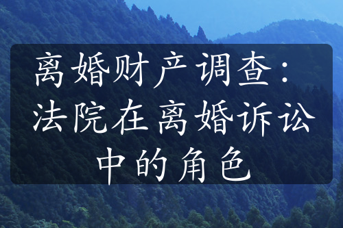 离婚财产调查：法院在离婚诉讼中的角色