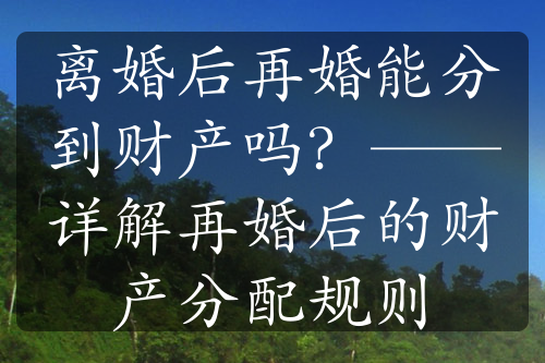 离婚后再婚能分到财产吗？——详解再婚后的财产分配规则