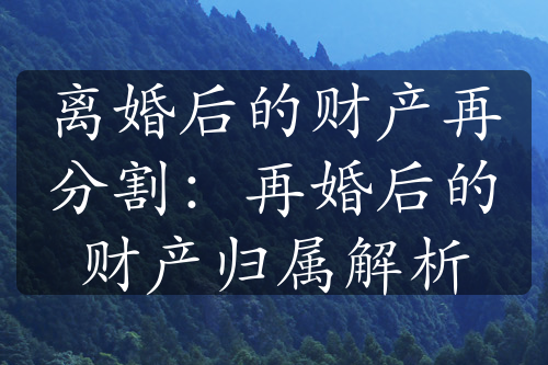 离婚后的财产再分割：再婚后的财产归属解析