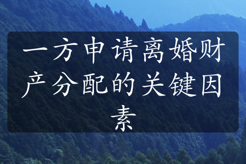 一方申请离婚财产分配的关键因素