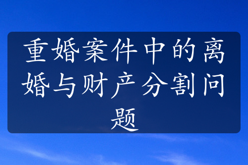 重婚案件中的离婚与财产分割问题