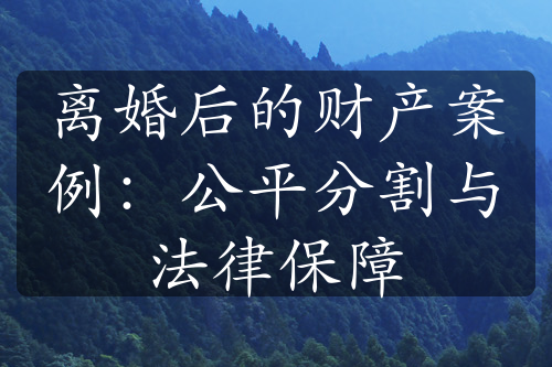 离婚后的财产案例：公平分割与法律保障