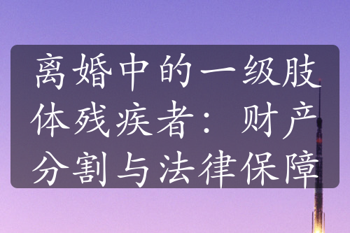 离婚中的一级肢体残疾者：财产分割与法律保障