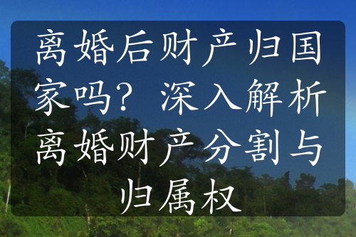 离婚后财产归国家吗？深入解析离婚财产分割与归属权