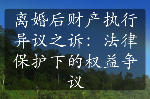 离婚后财产执行异议之诉：法律保护下的权益争议