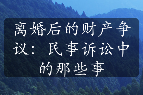 离婚后的财产争议：民事诉讼中的那些事