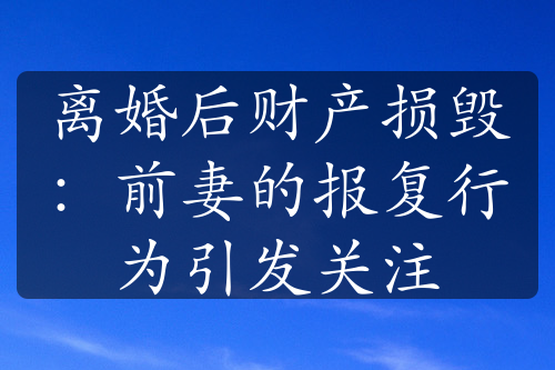 离婚后财产损毁：前妻的报复行为引发关注