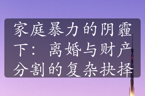 家庭暴力的阴霾下：离婚与财产分割的复杂抉择