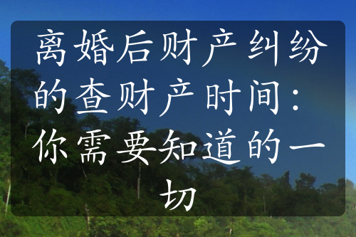 离婚后财产纠纷的查财产时间：你需要知道的一切