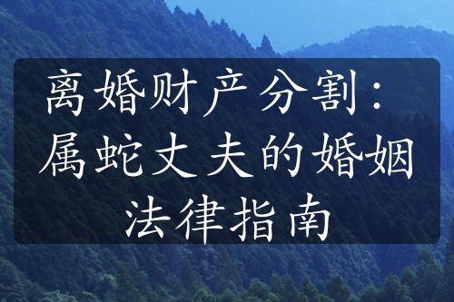 离婚财产分割：属蛇丈夫的婚姻法律指南