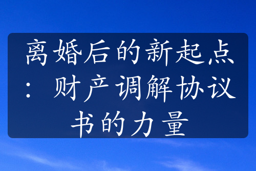 离婚后的新起点：财产调解协议书的力量