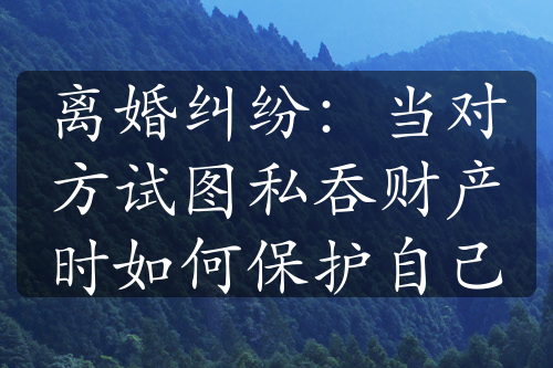 离婚纠纷：当对方试图私吞财产时如何保护自己