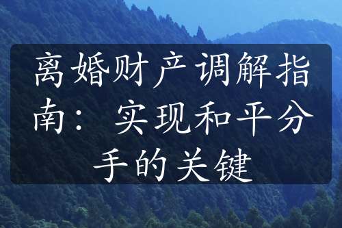 离婚财产调解指南：实现和平分手的关键