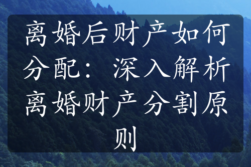 离婚后财产如何分配：深入解析离婚财产分割原则