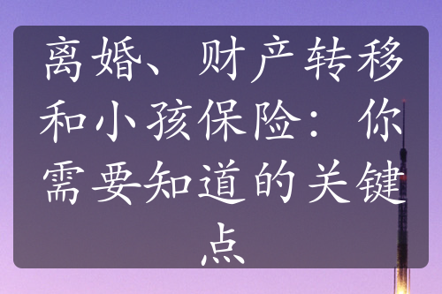 离婚、财产转移和小孩保险：你需要知道的关键点