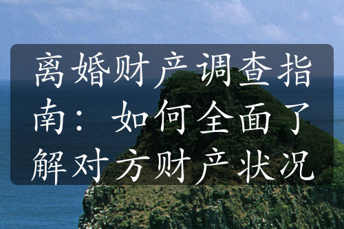 离婚财产调查指南：如何全面了解对方财产状况