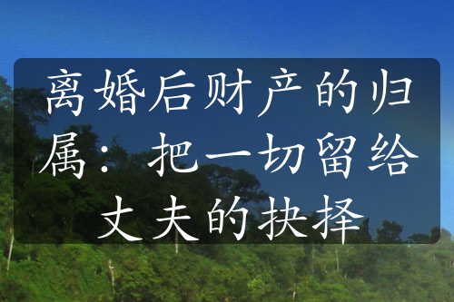 离婚后财产的归属：把一切留给丈夫的抉择