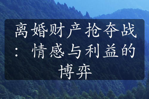 离婚财产抢夺战：情感与利益的博弈