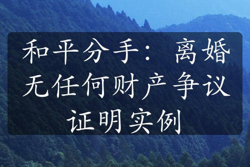 和平分手：离婚无任何财产争议证明实例