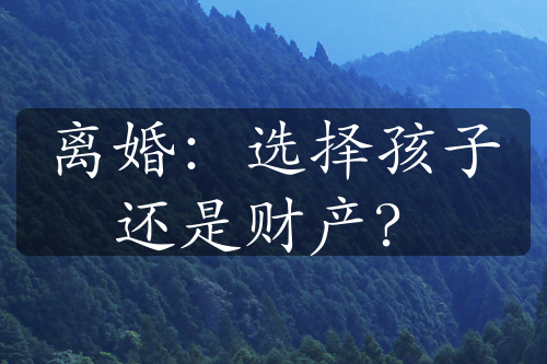 离婚：选择孩子还是财产？