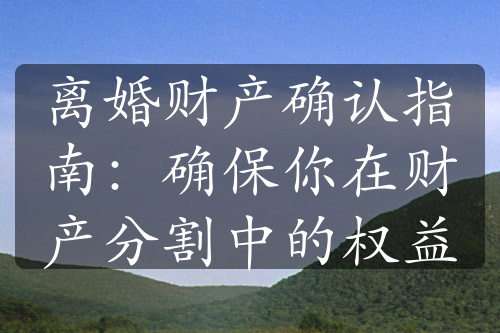 离婚财产确认指南：确保你在财产分割中的权益