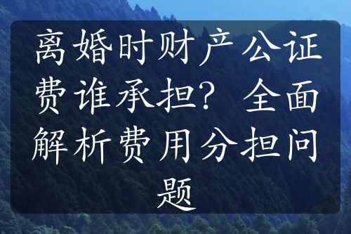 离婚时财产公证费谁承担？全面解析费用分担问题